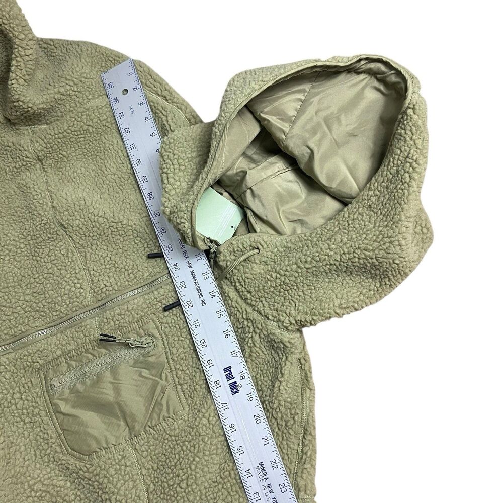 H&M Fleece Jacket Green Sherpa Hooded Zip Up Casual Streetwear - Picture 7 of 10